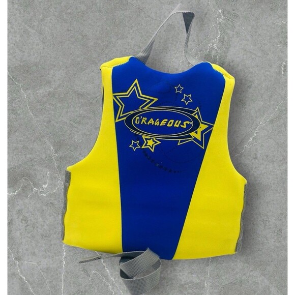 O’Rageous Type III Life Jacket Child 30-50 Lbs Yellow Blue Gray Straps Buckles - Picture 2 of 12